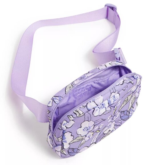 Vera Bradley Lighten Up Wild Roses Lavender Essential Belt Bag Fanny Pack NWT - Picture 2 of 8